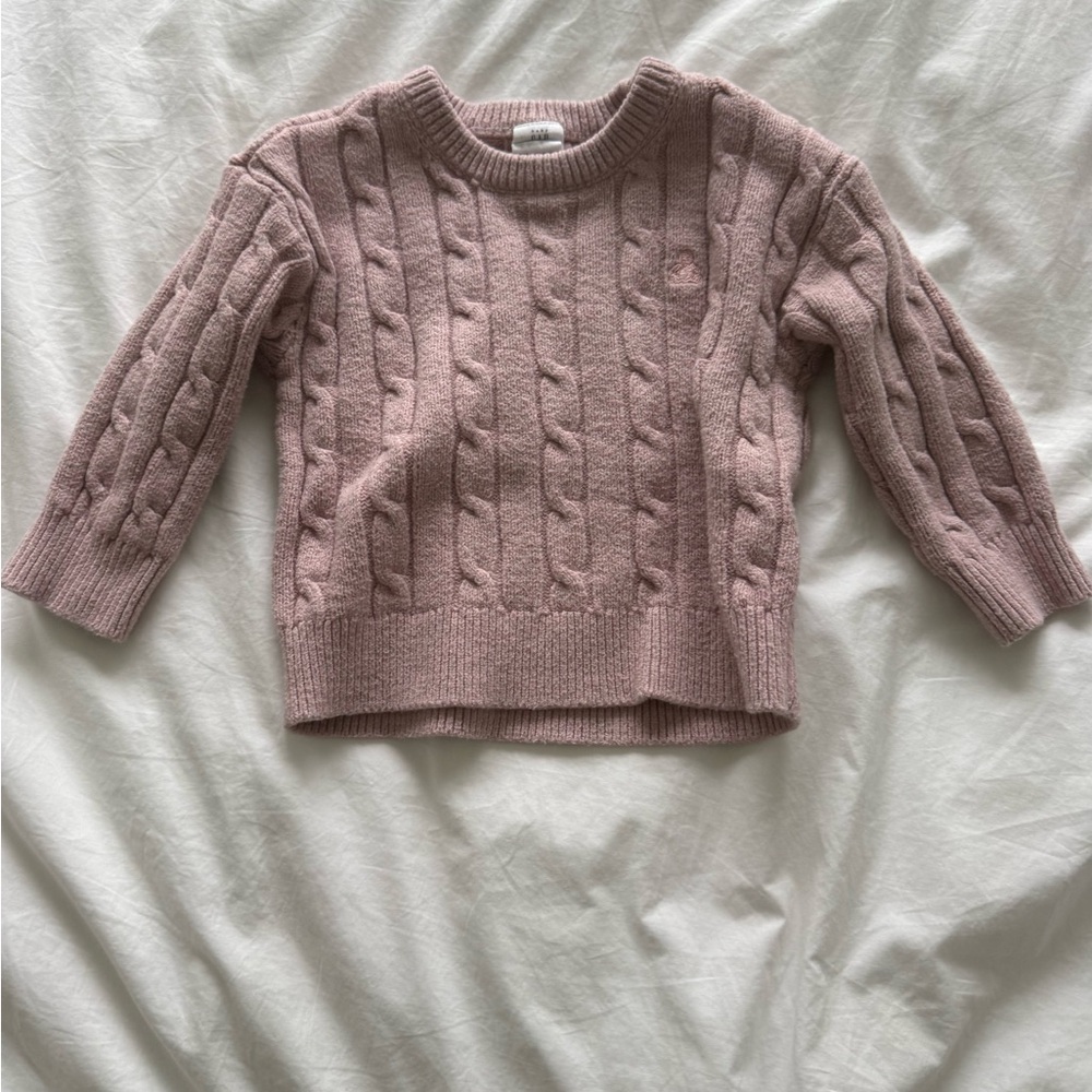 GAP Pink Cable Knit Crewneck Sweater